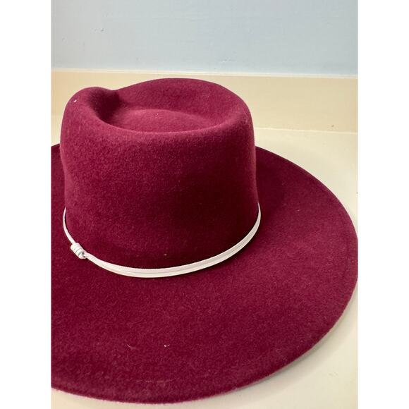 WYETH Wine Fedora Hat with White Leather Trim Accent main image 7
